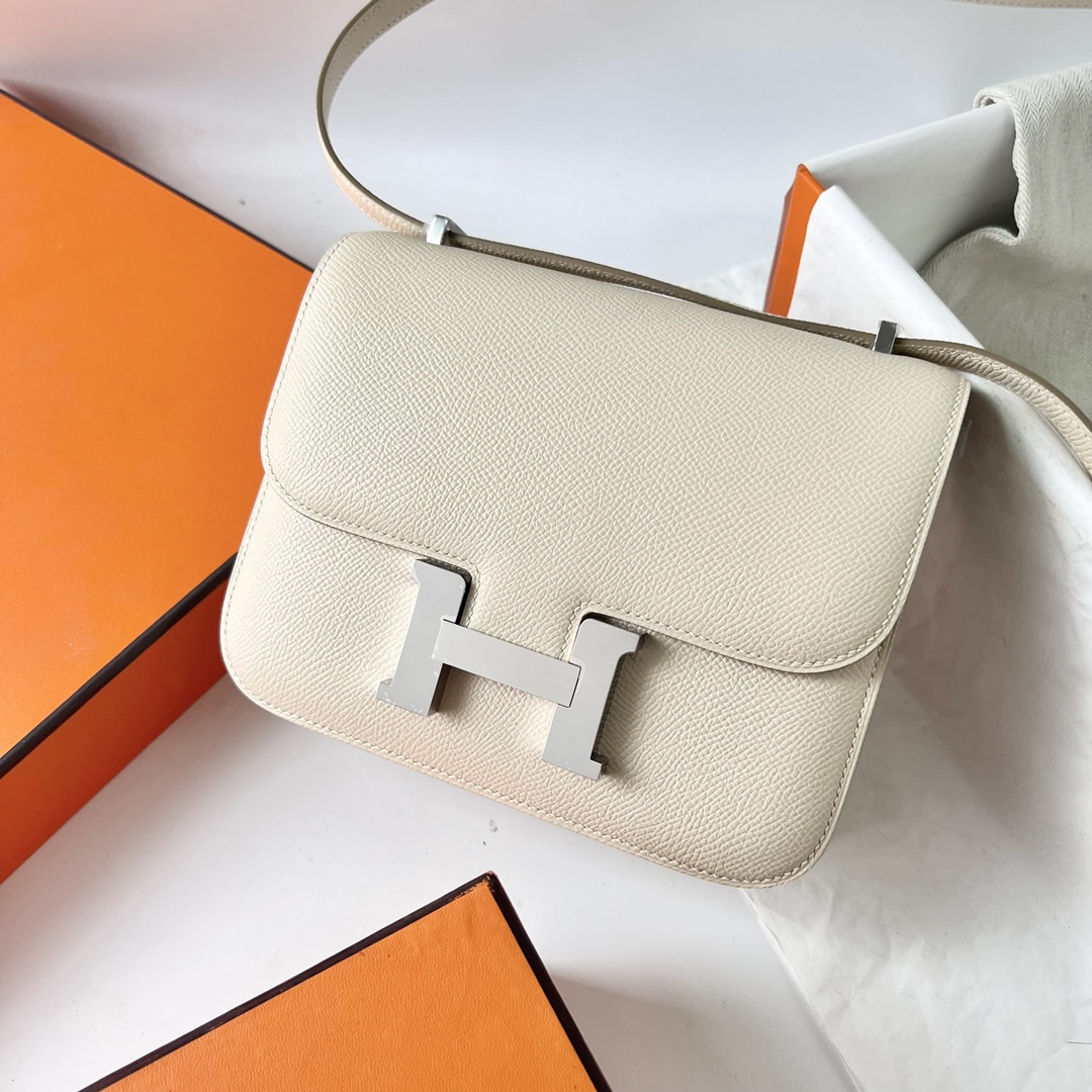 Hermes Constance 24cm Shoulder Bag In Beton Epsom Leather